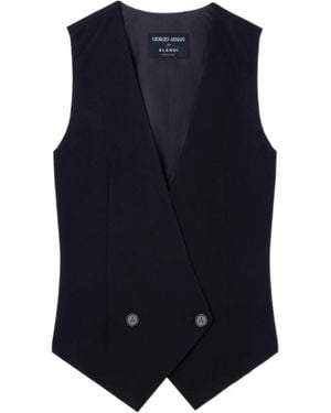 GIORGIO ARMANI X ALANUI Giorgio Armani For Alanui Lightweight Pure Virgin Wool Cloth Waistcoat - Blue