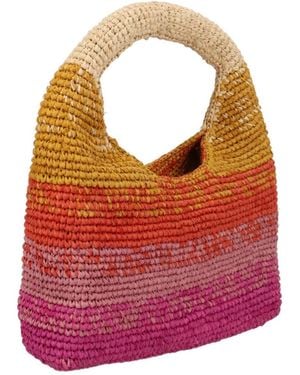 Manebí Manebí Woven Raffia Shoulder Bag - Pink