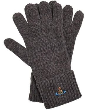 Vivienne Westwood Logo Wool Gloves - Black