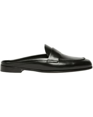 Max Mara Smooth Leather Mule Moccasins - Black