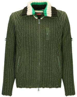ANDERSSON BELL Stripe High-Neck Zip-Up Sweater - Green