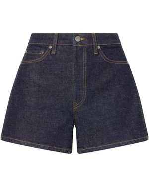 KHAITE Straight-Leg Denim Shorts - Blue