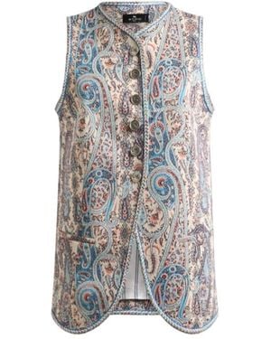 Etro Paisley Printed Vest - Grey