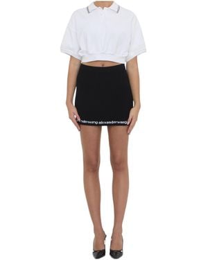 Alexander Wang T By Cropped Polo Shirt - Black