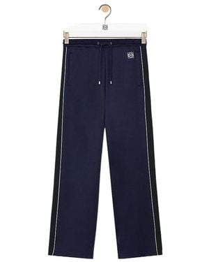 Loewe Straight-Leg Logo-Embroidered Herringbone-Striped Tech-Jersey Track Pants - Blue