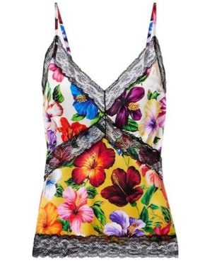 Dolce & Gabbana Floral Lace-Trimmed Silk-Blend Camisole - Red
