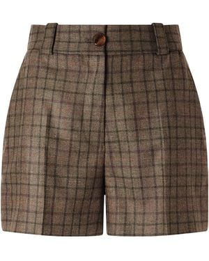 Blazé Milano Teke Checked Wool And Cashmere-Blend Shorts - Brown