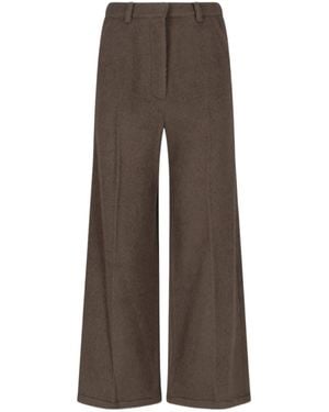 Low Classic Pleated Straight-Leg Trousers - Brown