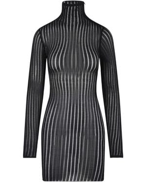 Dondup Erotica High Neck Striped Dress - Black