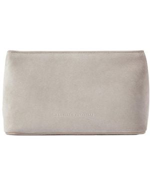 Brunello Cucinelli Suede Small Bag Clutch - Grey