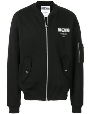 Moschino Logo Details Baseball Jacket - Black