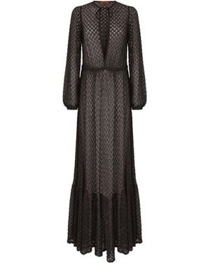 Missoni Spiderweb Motif Flounce Long Cover-Up Dress - Black