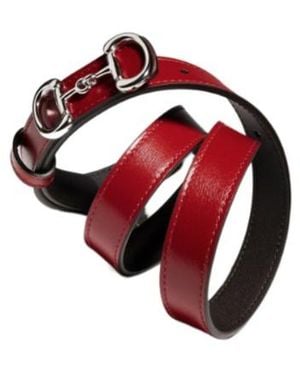 Gucci Thin Belt With Horsebit Buckle - Red