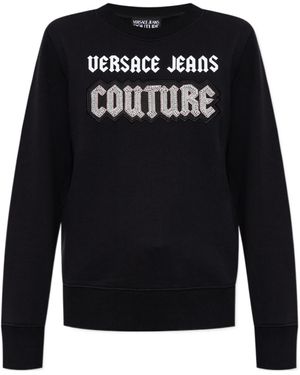 Versace Jeans Couture Bead-Embellished Cotton Sweatshirt - Black