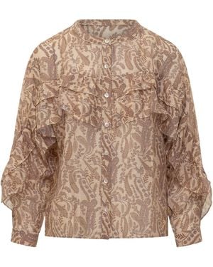 Ba&sh Tunella Ruffled Printed Top - Brown