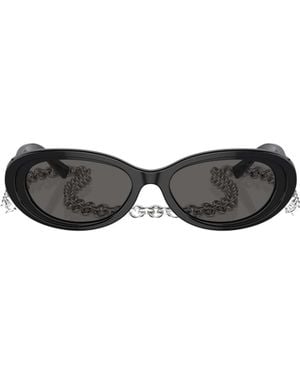 Tiffany & Co. Oval Frame Chained Sunglasses - White