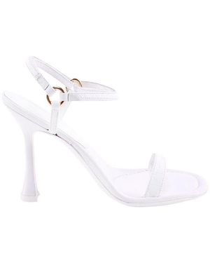 BY FAR Mia Buckle Detail Strappy Heeled Sandals - White