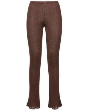 Magda Butrym Rib Elastic Waist Casual Trousers - Brown