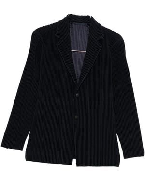Homme Plissé Issey Miyake Homme Plissé Issey Miyake Single Breasted Pleated Jacket - Black