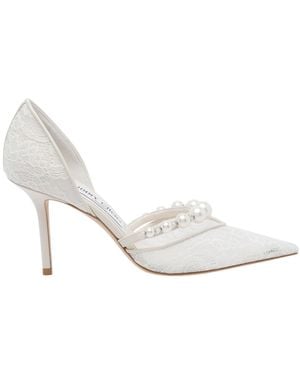 Jimmy Choo Aurelie 85 Lace Court Shoes - White