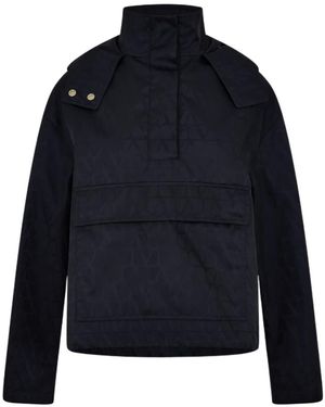 Valentino Jacquard Hooded Jacket - Blue