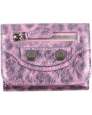 Balenciaga Leopard Print Metal Wallet - Purple