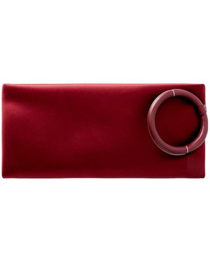 Tom Ford Leather-Trimmed Satin Clutch - Red