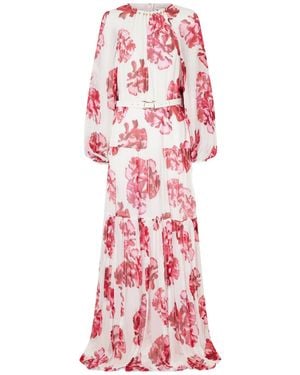 Rebecca Vallance Embellished Tiered Floral-Print Georgette Maxi Dress