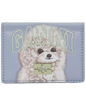 Ganni Poodle Bou Flap Card Holder - Blue