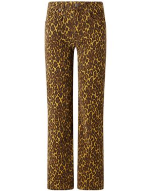 R13 Cropped Animal-Print Flared Jeans - Natural