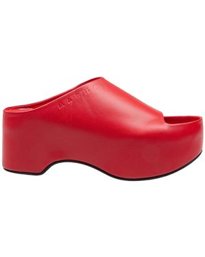 Marni Chunky Clog Slide Sandals With Platform Heel - Red