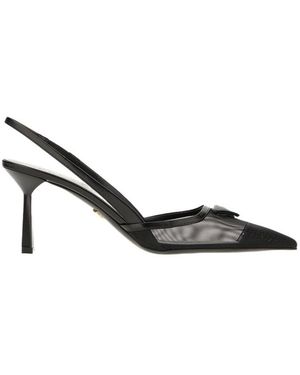 Prada Mesh-Panelled Slingback Court Shoes - Metallic
