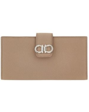 Ferragamo Double Gancini Continental Wallet - Natural