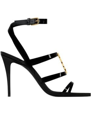 Saint Laurent Cassandre Patent Leather Sandals - Black