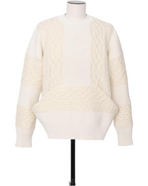 Sacai Cable-Knit Paneled Sweater - Natural