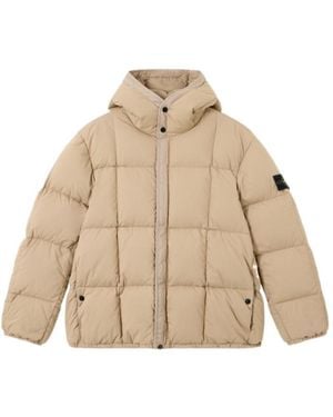 Stone Island Hooded Down Jacket With Wind Resistance - Natural