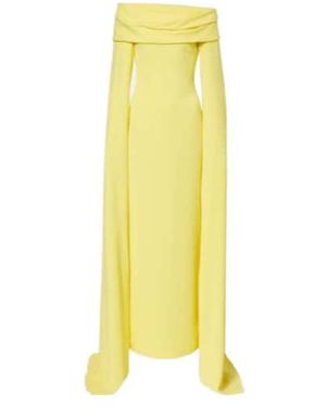 Solace London Nuri Caped Off-Shoulder Crêpe Gown - Yellow
