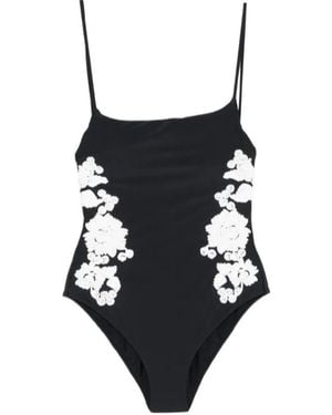 Jonathan Simkhai Floral-Embroidered Swimsuit - Black