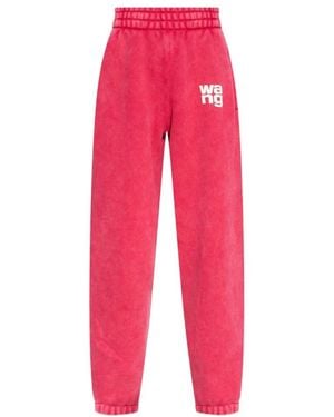 Alexander Wang Rubberised-Logo Cotton-Blend Track Trousers - Red