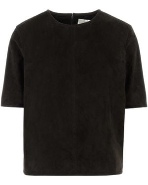 Loulou de Saison Zaida Suede Boxy T-Shirt - Black