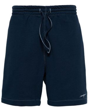 MSGM Logo-Embroidered Drawstring Track Shorts - Blue