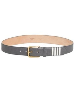 Thom Browne 4-Bar Striped Buckle Belt - White