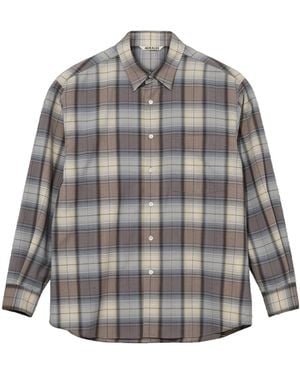 AURALEE Check-Pattern Shirt - Gray