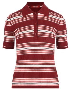 Max Mara Studio Striped Polo Shirt - Red