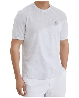 Brunello Cucinelli Logo-Embroidered Crew-Neck T-Shirt - White