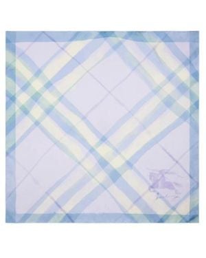 Burberry Watercolor Check Silk Scarf - Blue