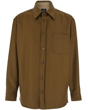 A.P.C. Long Sleeved Buttoned Jacket - Green