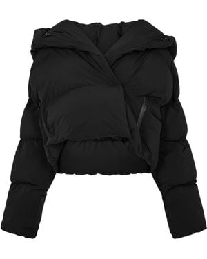 DIESEL Hooded Long Sleeve Short Puffer Jacket - Black