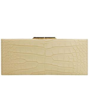 Saint Laurent Logo Details Clutch - Natural