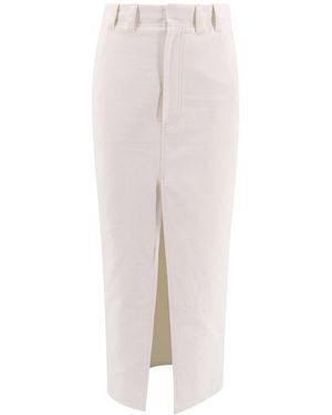 Brunello Cucinelli Cavalry Front-Slit Midi Skirt - White